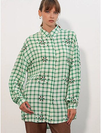 Chemise oversize à carreaux en crêpe bdart
