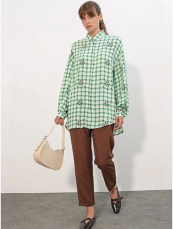 Chemise oversize à carreaux en crêpe bdart