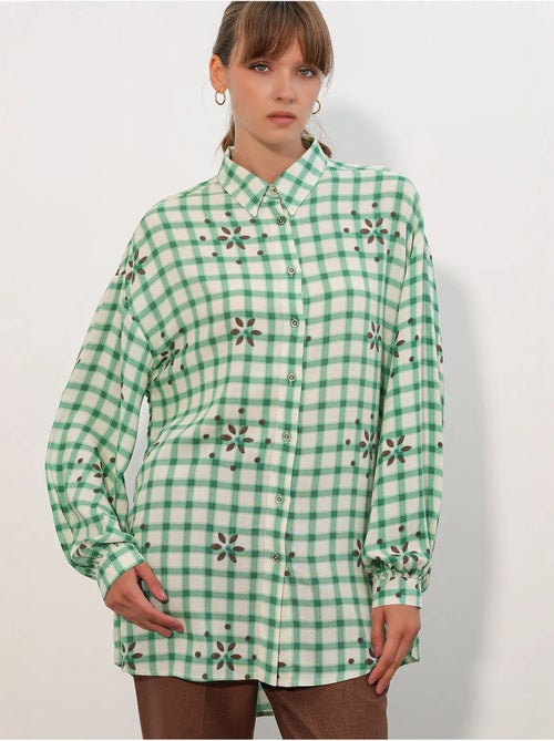 Chemise oversize à carreaux en crêpe bdart - Kiabi Chemise oversize à carreaux en crêpe bdart - Kiabi