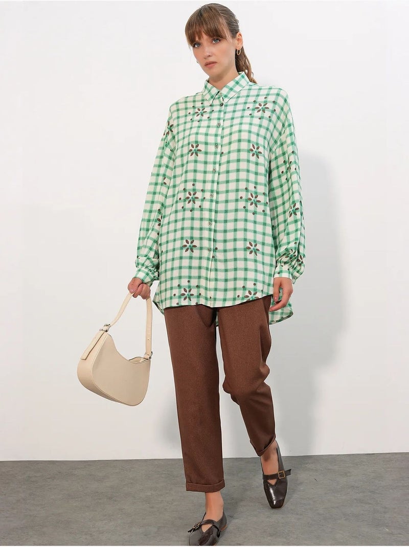 Chemise oversize à carreaux en crêpe bdart Vert menthe - Kiabi