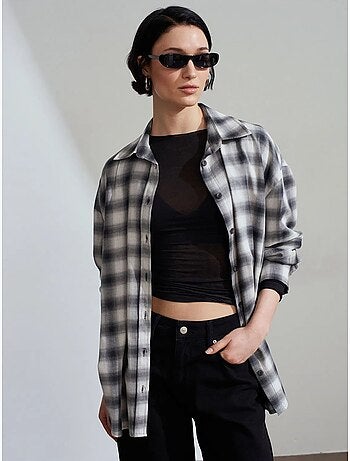 Chemise oversize à carreaux et manches longues dilvin