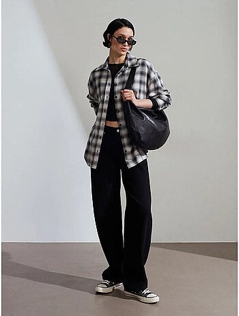 Chemise oversize à carreaux et manches longues dilvin