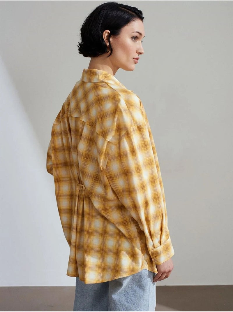 Chemise oversize à carreaux et manches longues dilvin Jaune - Kiabi