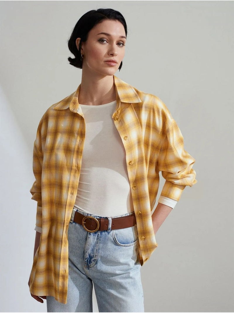 Chemise oversize à carreaux et manches longues dilvin Jaune - Kiabi