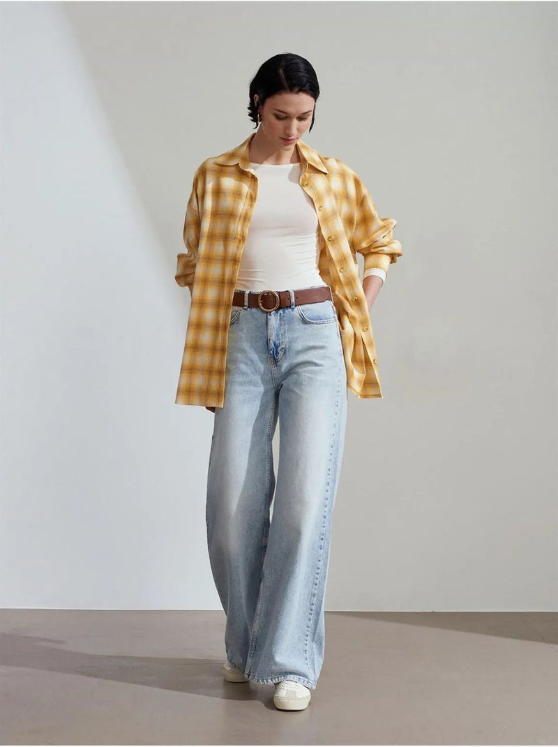 Chemise oversize à carreaux et manches longues dilvin Jaune - Kiabi