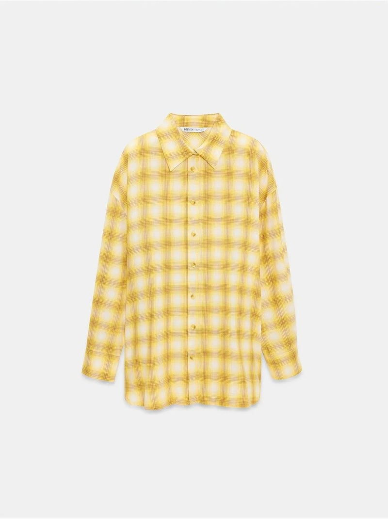 Chemise oversize à carreaux et manches longues dilvin Jaune - Kiabi