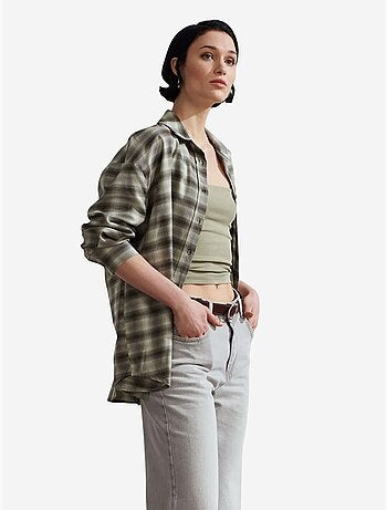 Dilvin chemise oversize à carreaux et manches longues