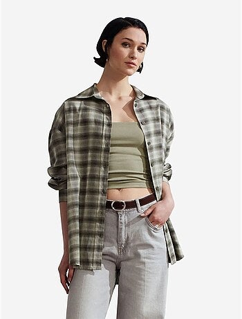 Dilvin chemise oversize à carreaux et manches longues