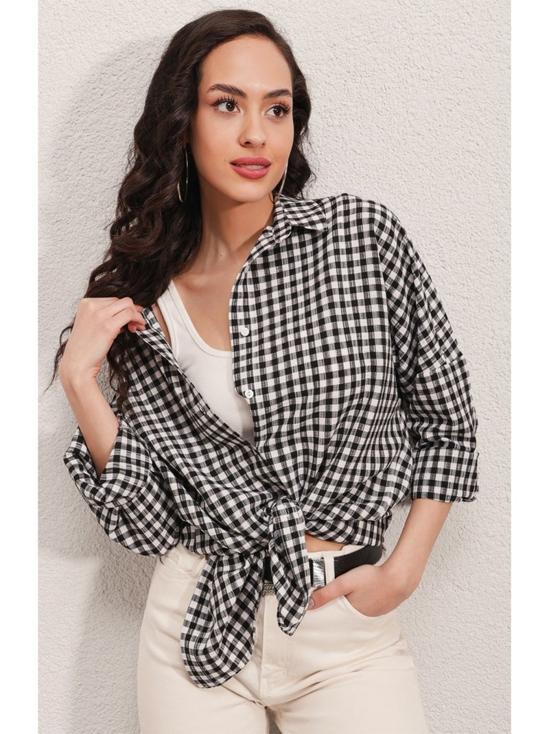 Chemise Oversize à Carreaux Noir Noir - Kiabi
