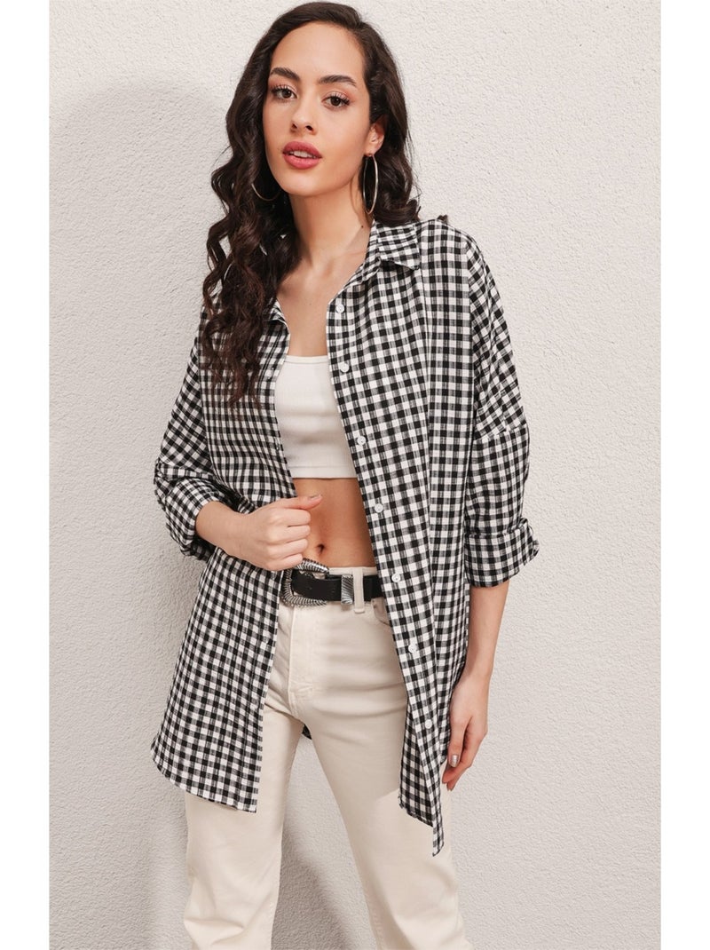 Chemise Oversize à Carreaux Noir Noir - Kiabi
