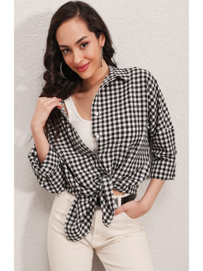 Chemise Oversize à Carreaux Noir Noir - Kiabi