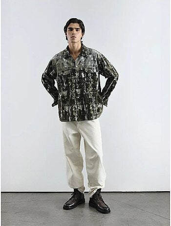 Chemise oversize à carreaux texturés avec poche giesto
