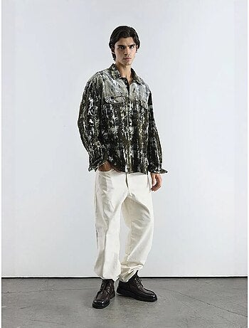 Chemise oversize à carreaux texturés avec poche giesto