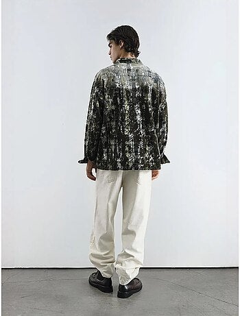 Chemise oversize à carreaux texturés avec poche giesto