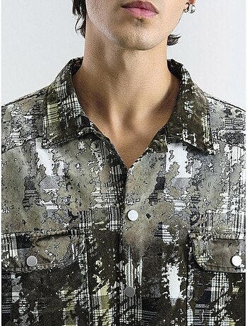 Chemise oversize à carreaux texturés avec poche giesto