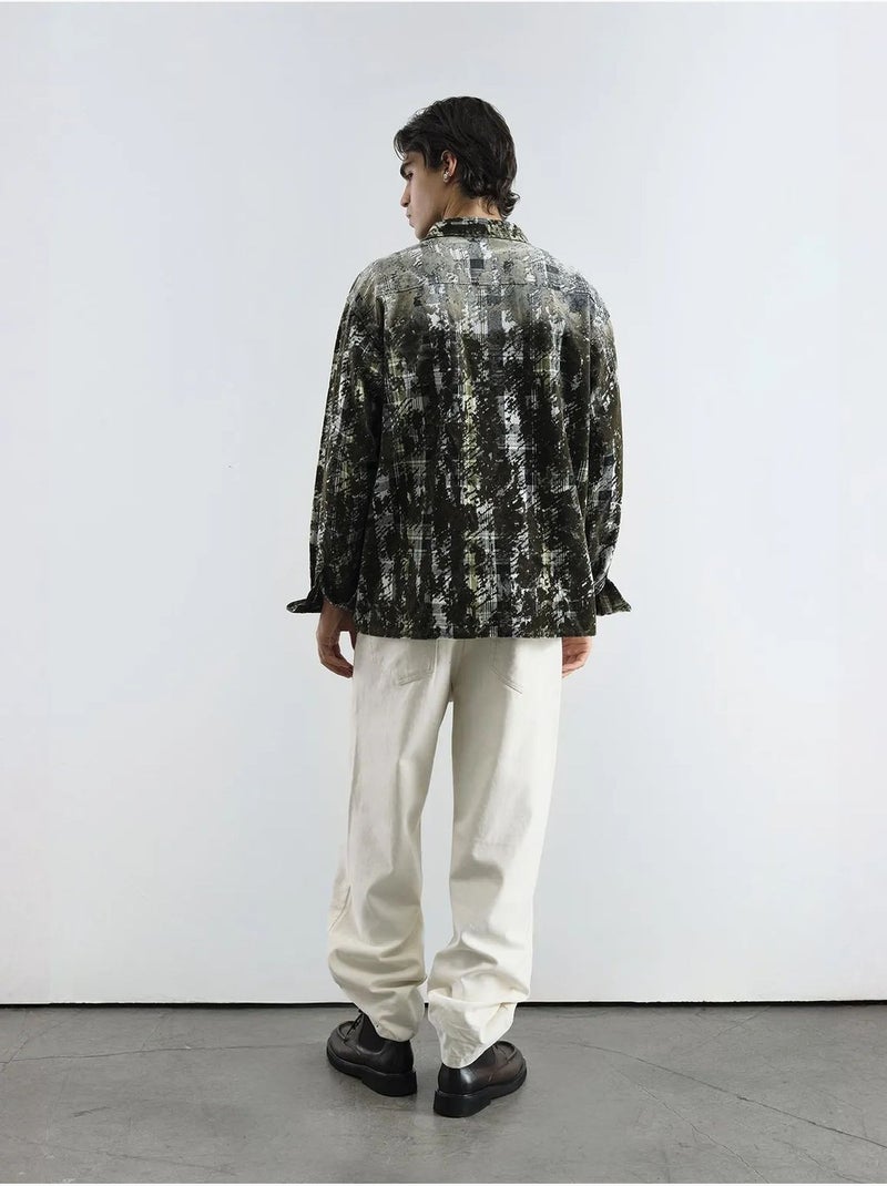 Chemise oversize à carreaux texturés avec poche giesto Kaki - Kiabi