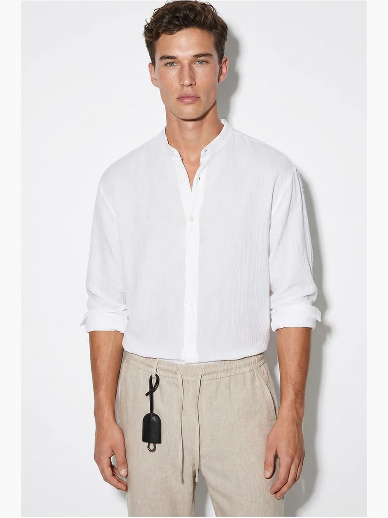 Chemise oversize à col mao lucci Blanc - Kiabi