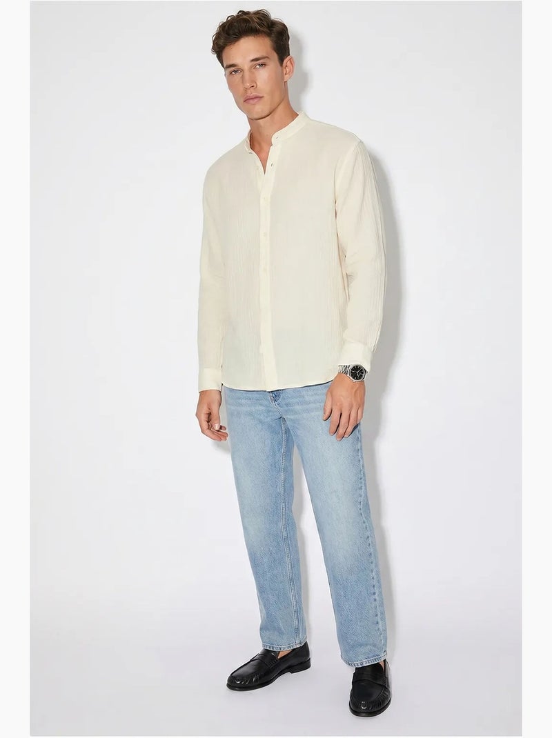 Chemise oversize à col mao lucci Crème - Kiabi