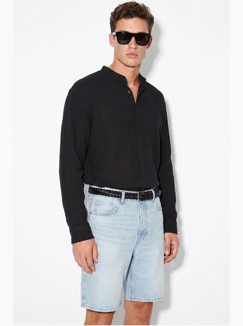 Chemise oversize à col mao lucci Noir - Kiabi