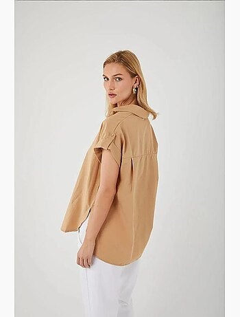Chemise oversize à manches courtes en popeline boutonnée mixray