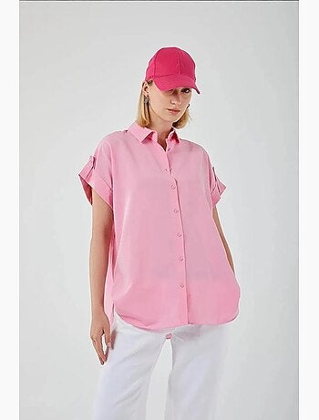 Chemise oversize à manches courtes en popeline boutonnée mixray