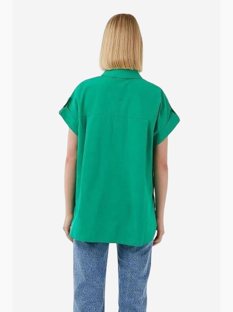 Chemise oversize à manches courtes en popeline boutonnée mixray Vert - Kiabi