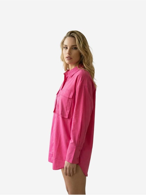 Chemise oversize à manches longues en coton avec poche my fashion - Kiabi Chemise oversize à manches longues en coton avec poche my fashion - Kiabi