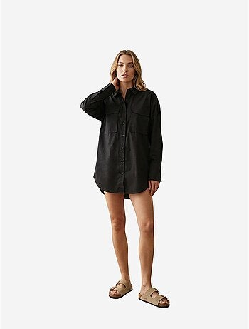 Chemise oversize à manches longues en coton avec poche my fashion