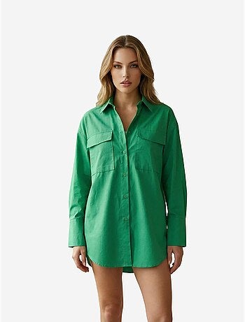 Chemise oversize à manches longues en coton avec poche my fashion