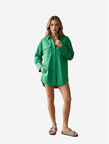 Chemise oversize à manches longues en coton avec poche my fashion