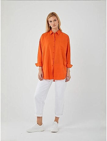 Chemise oversize à manches longues en popeline boutonnée mixray