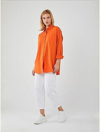 Chemise oversize à manches longues en popeline boutonnée mixray