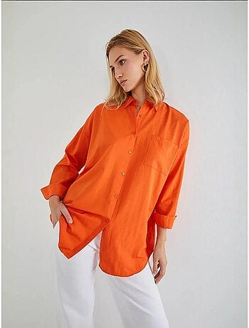 Chemise oversize à manches longues en popeline boutonnée mixray
