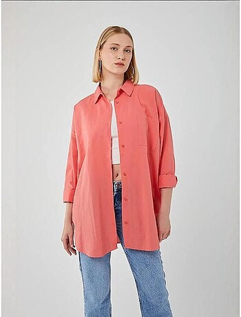 Chemise oversize à manches longues en popeline boutonnée mixray
