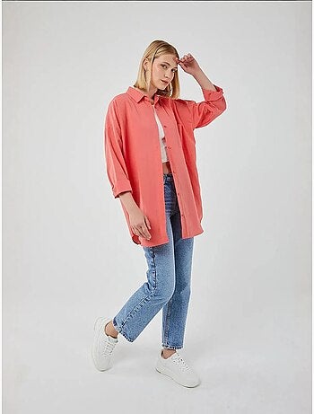 Chemise oversize à manches longues en popeline boutonnée mixray