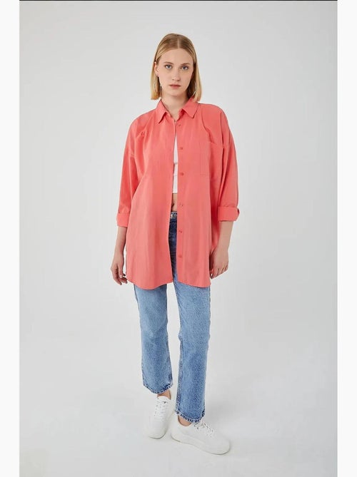 Chemise oversize à manches longues en popeline boutonnée mixray - Kiabi Chemise oversize à manches longues en popeline boutonnée mixray - Kiabi