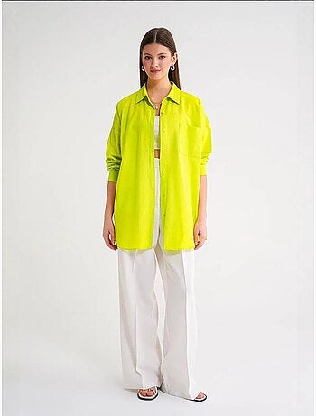 Chemise oversize à manches longues en popeline boutonnée mixray