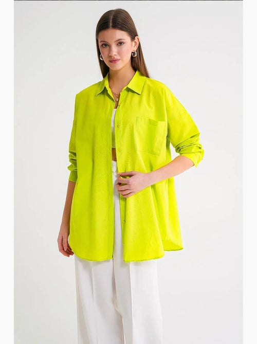 Chemise oversize à manches longues en popeline boutonnée mixray - Kiabi Chemise oversize à manches longues en popeline boutonnée mixray - Kiabi
