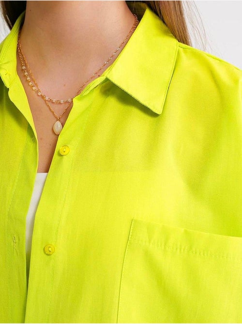 Chemise oversize à manches longues en popeline boutonnée mixray - Kiabi Chemise oversize à manches longues en popeline boutonnée mixray - Kiabi
