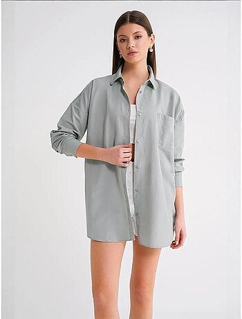 Chemise oversize à manches longues en popeline boutonnée mixray