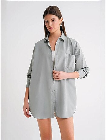Chemise oversize à manches longues en popeline boutonnée mixray