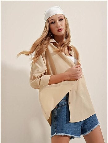 Chemise oversize à motif en popeline avec boutons bdart