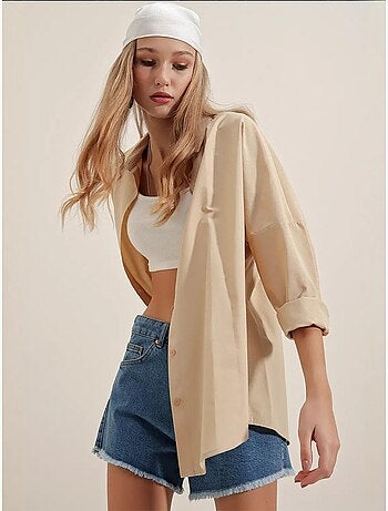 Chemise oversize à motif en popeline avec boutons bdart