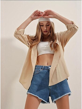 Chemise oversize à motif en popeline avec boutons bdart