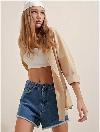 Chemise oversize à motif en popeline avec boutons bdart