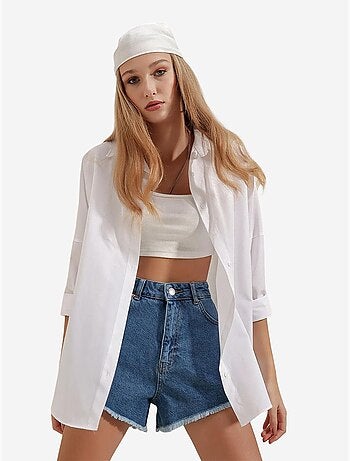Chemise oversize à motif en popeline avec boutons bdart