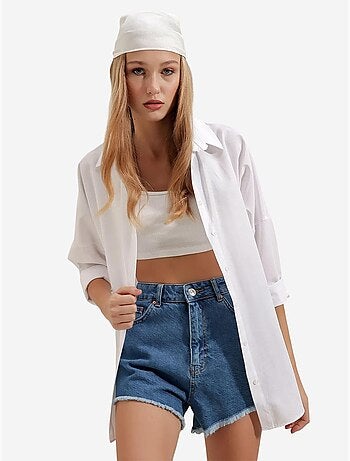 Chemise oversize à motif en popeline avec boutons bdart