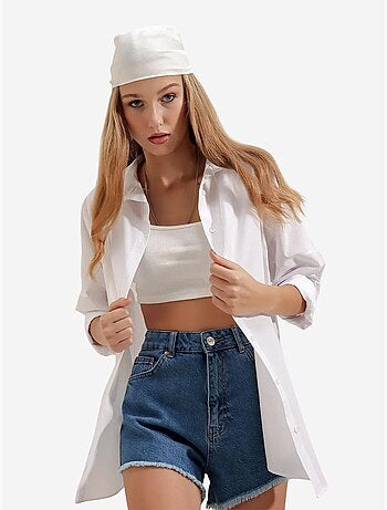 Chemise oversize à motif en popeline avec boutons bdart