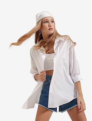 Chemise oversize à motif en popeline avec boutons bdart