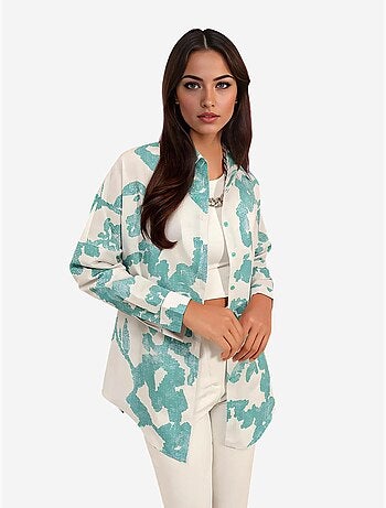 Chemise oversize à motif en popeline avec boutons bdart